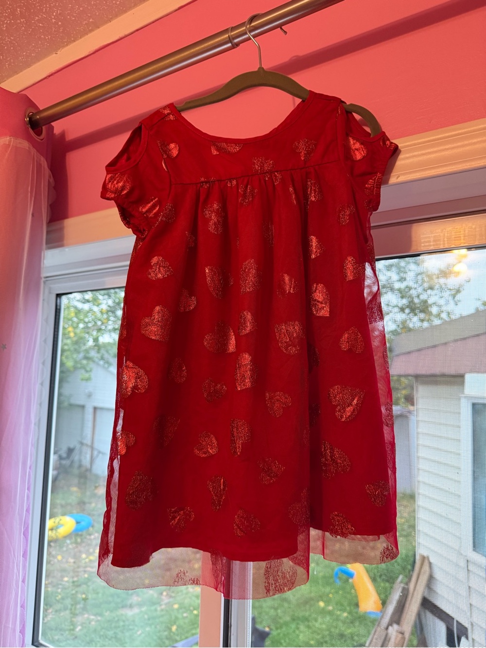 Crazy 8 Red Heart Sparkle Cold-Shoulder Dress